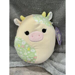 New Squishmallows 8” Ada Green Floral Spots Cow Yellow Horns CS2